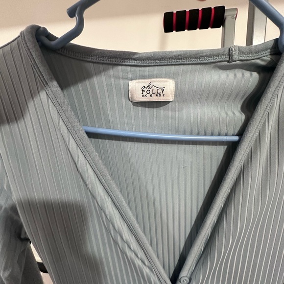 Elegant Blue Long Sleeve Dress - Picture 3 of 5